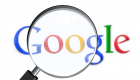 Imagem de lupa em cima do logo do Google em alusão à SEO